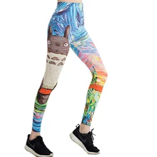 YISHIDA женские обтягивающие колготки, брюки для бега, тонкие карандаши, эластичные женские штаны, леггинсы Тоторо