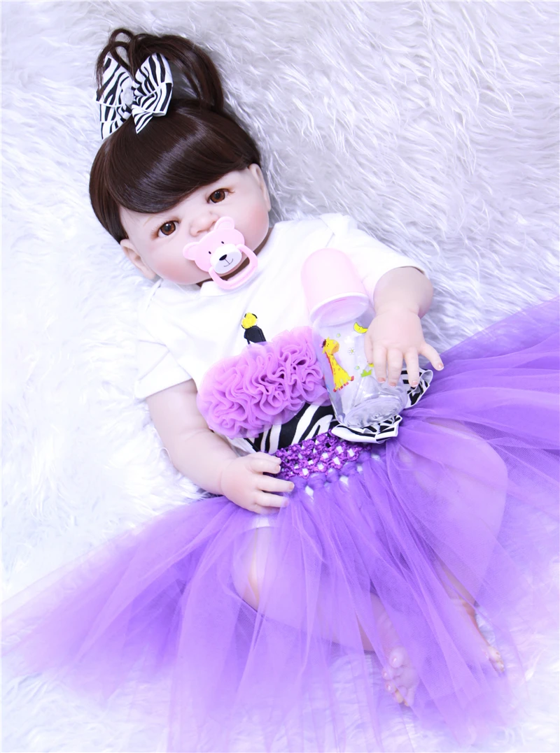 

57cm 23" Full Silicone Reborn Girl Baby Doll Toy Lifelike handmade modeling infant dolls baby Child play house bonecas for sale