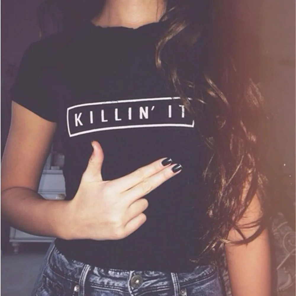 

Summer O-Neck T-shirt letter printed cotton short-sleeved T-shirts ladies Camiseta algodon Katoenen T-shirts