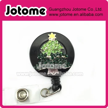 

Christmas Tree Badge Reel | ID Badge Reel | Christmas rhinestone Badge Reel | Retractable Name Holder