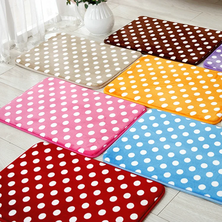 Coral velvet mat Round dot Non slip Door Hallway Bathroom Kitchen floor
