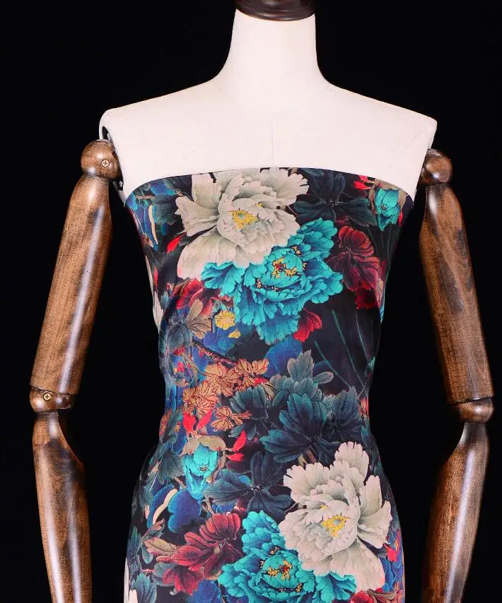 wholesale Plant flowers Stretch digital inkjet silk fabric dresses