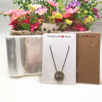 

100Pcs/Lot Popular Bracelet Necklace Fixed Cards Paperboard Rectangular Love Necklace Display Packaging Cards+100Pcs Opp Bags