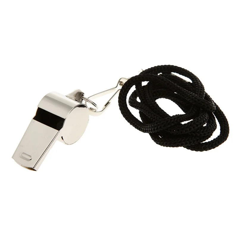 Buy Metal Referee Whistle with Black Lanyard for