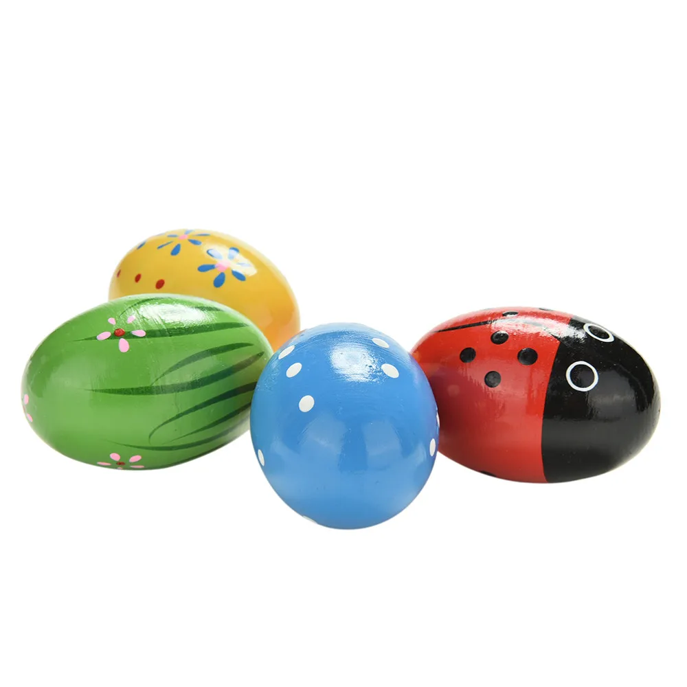 Детские деревянные красочные песочные яйца инструменты Ударные музыкальные игрушки цвета случайный