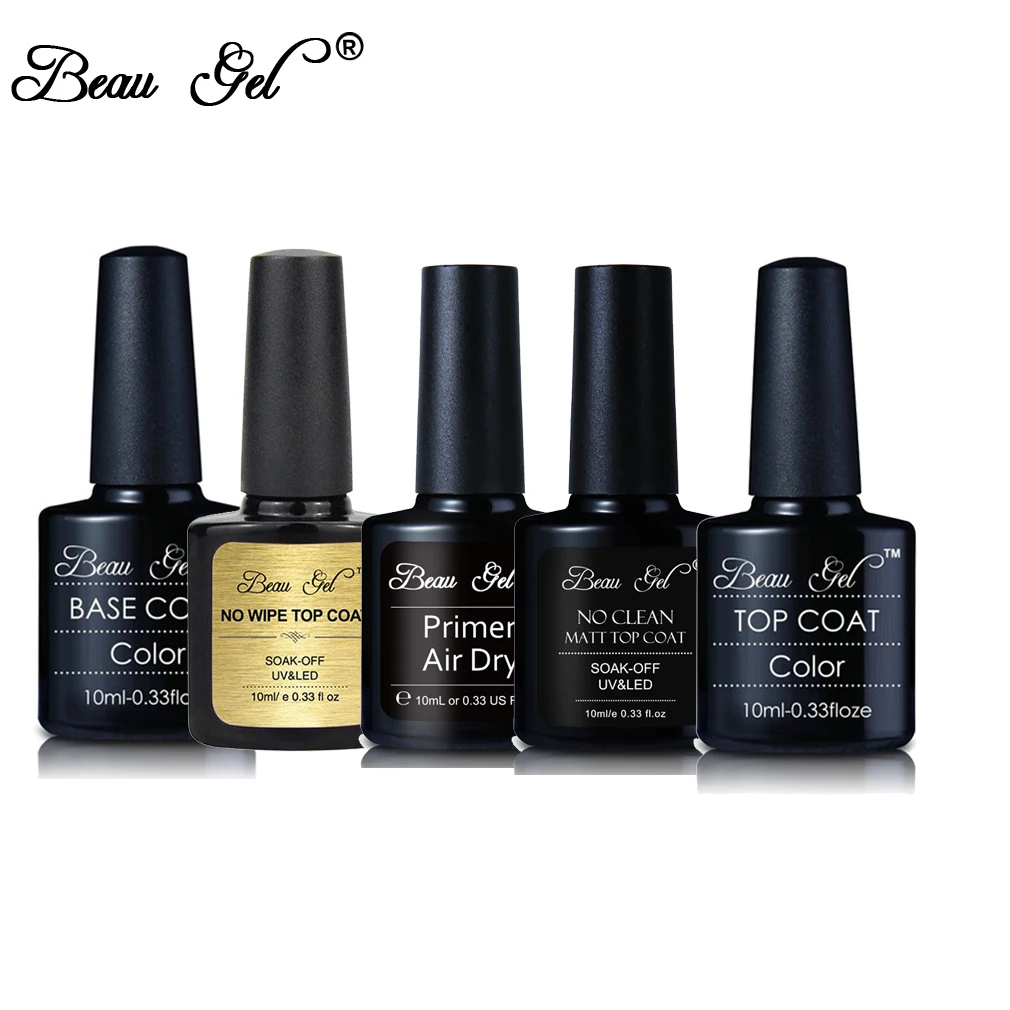 

Beau Gel 10ml Fast Air Dry Primer Soak Off Gel Nail Polish Top Coat Base Coat Shiny Long Lasting Transparent Matte Top Coat