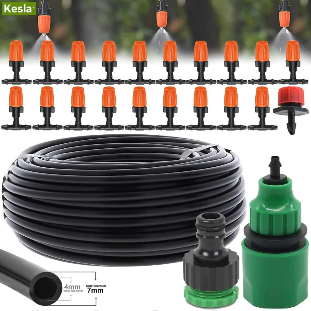 

KESLA 10 Meters Garden Watering Misting Irrigation System Automatic Garden Water Set Mist Nozzle with 4/7mm Tee Connector DIY