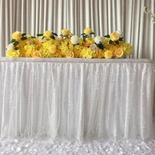 2 шт. Рождество блестящие 10ft L* 30 дюймов H ледяной шелк с блестками из тонкой прозрачной ткани Юбка для стола для Свадебные украшения