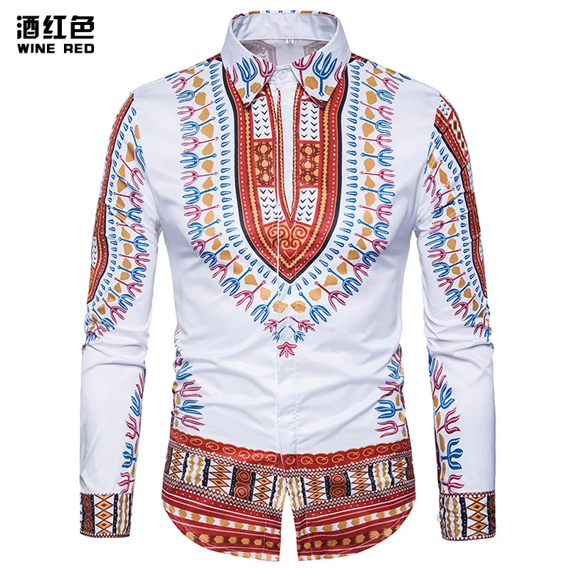 African Traditional Real Sale 2018 Fashion Autumn And Winter New Printed Men's Long Sleeved Shirts African Men Clothing (2)