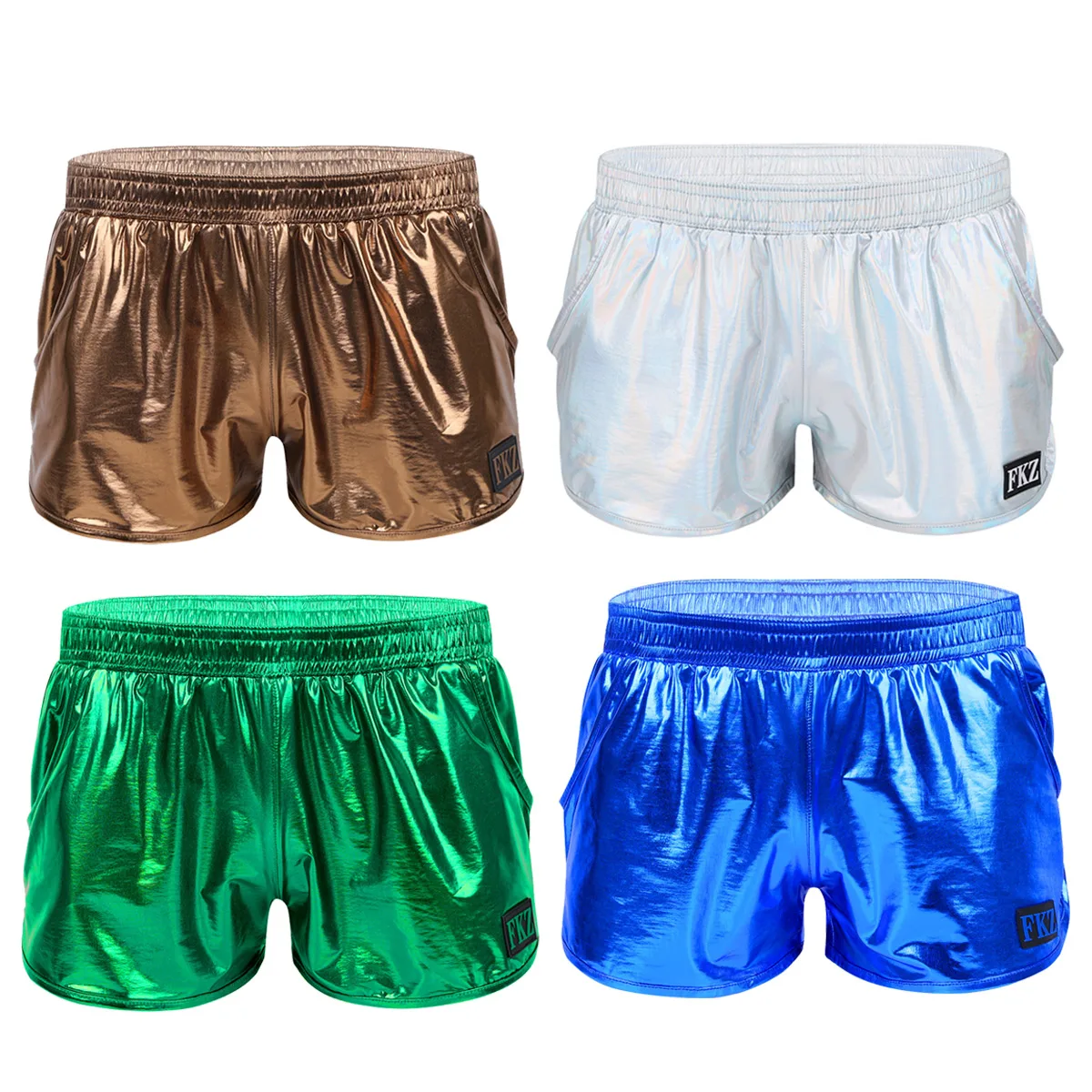 iiniim Mens Shiny Metallic beach Pool Night Club Party Shorts Boxer Shorts Performance Show Clubwear Costume Swimming Trunks 6