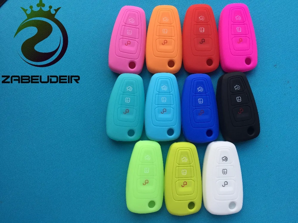 

Pusakieyy Silicone Case Cover For Ford 2 3 Fiesta Hatch Ranger Escape Fusion Kuga Transit Car Flip Key FOB Protect Accessorie