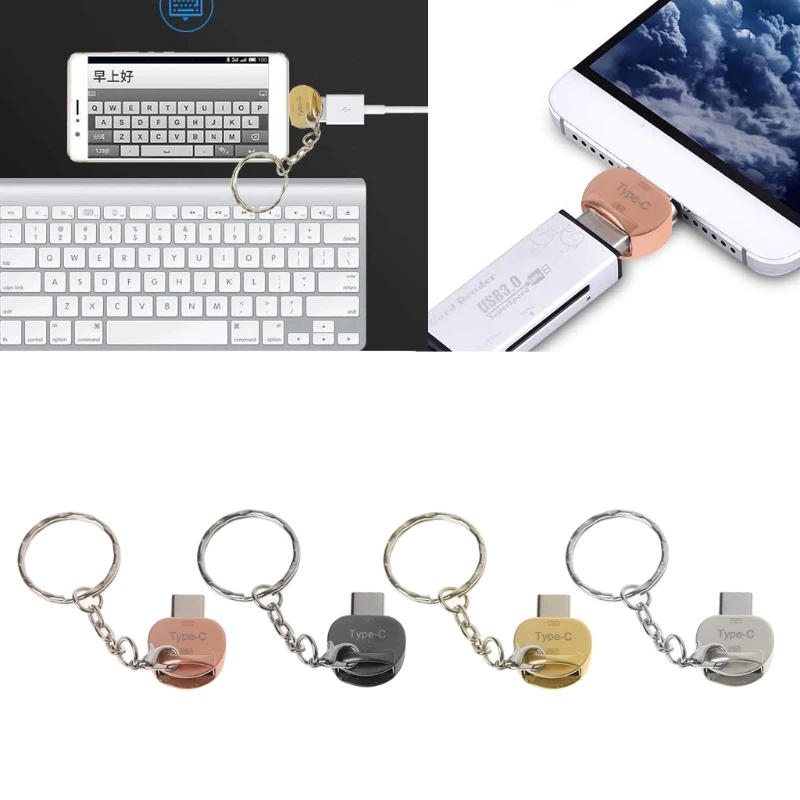

OOTDTY Metal USB 3.1 Type-C Male To USB 2.0 A Female OTG Converter Adapter With Key Chain