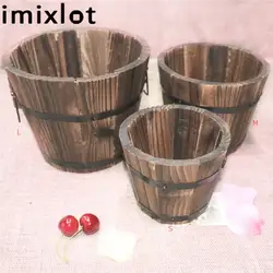 Imixlot 1 шт. Малый деревянные декоративные цветочный горшок ткани украшения дома сад реквизит окружающей высокое качество