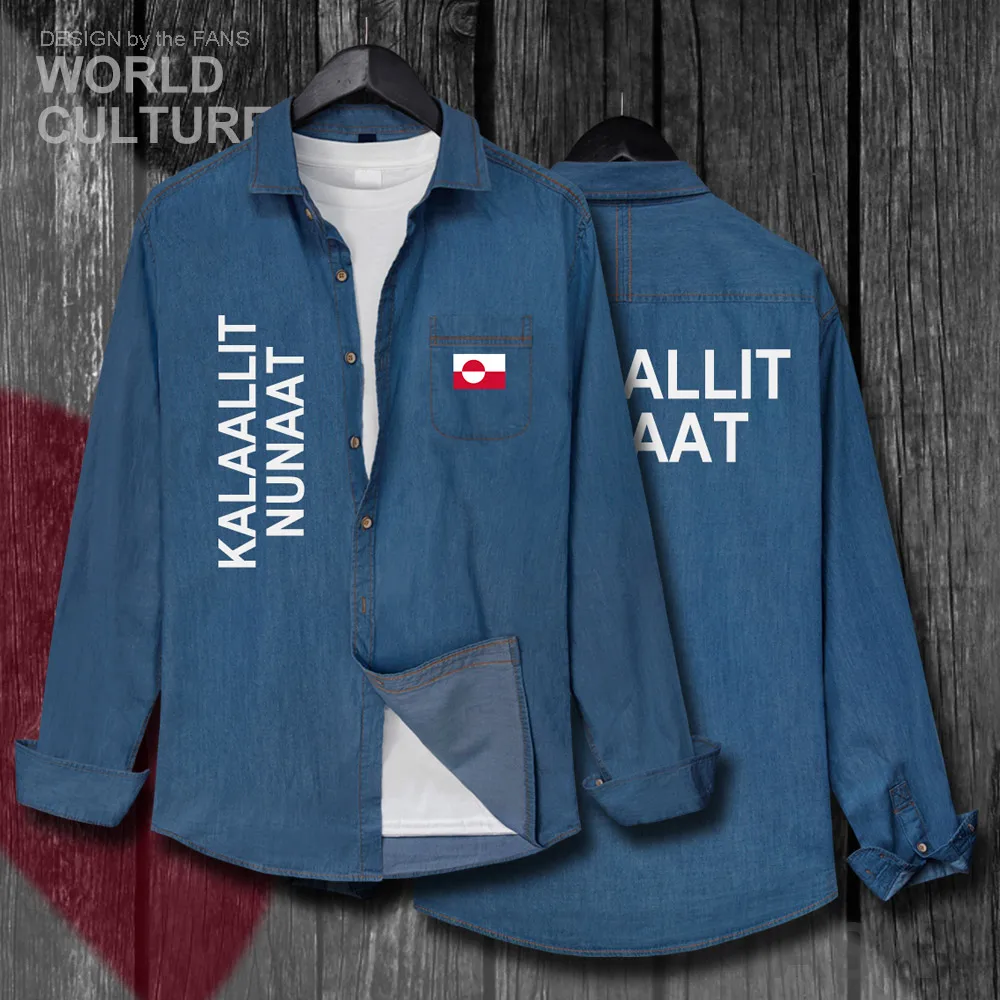 Гренландская грл калааллит нунаат Гренландский инуит ЗЕЛЕНЕЦ GL мужская Ковбойская одежда осенний флаг отложной длинный рукав джинсовая