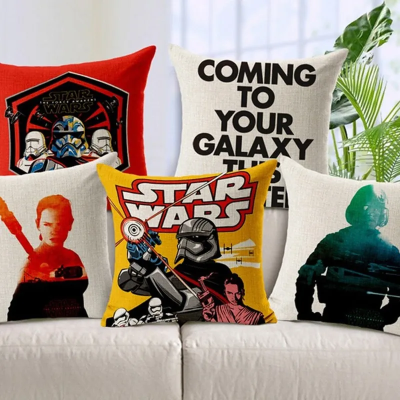 

9 Designs New Arrival Star Wars Cotton Linen Decorative Car Pillow Couch Cushion 45 x 45cm Cojines Decorativos