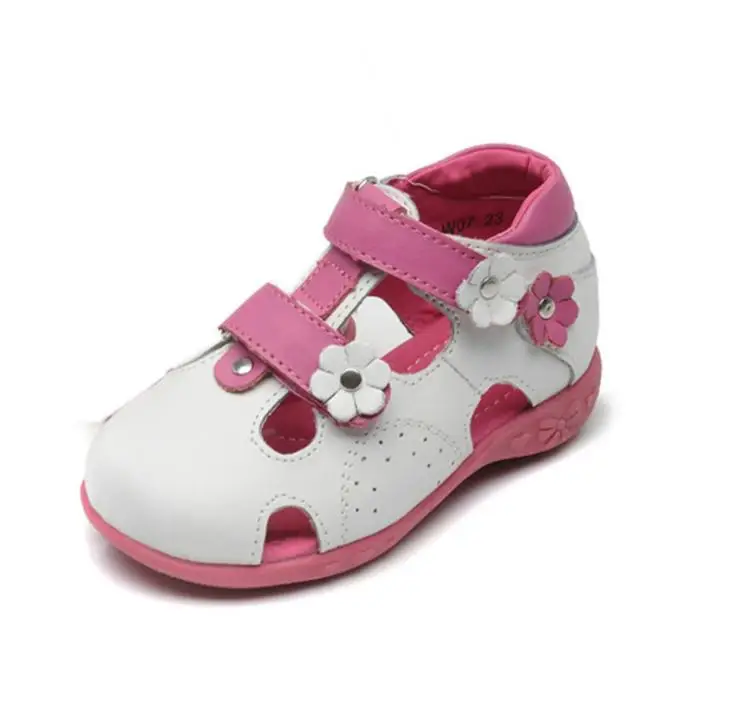Летние ортопедические сандалии; 1 пара; Детские кожаные сандалии с цветочным рисунком; детская обувь для девочек