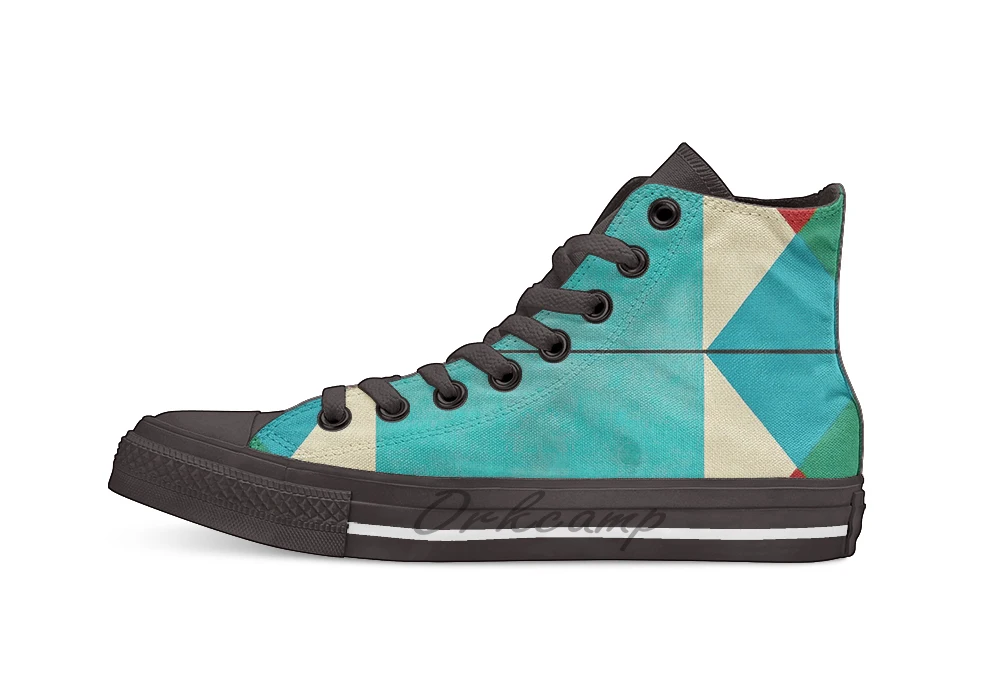 

Geometric Thoughts 1 Design breathable Casual High Top lace-up Canvas shoes sneakers For Drop shipping