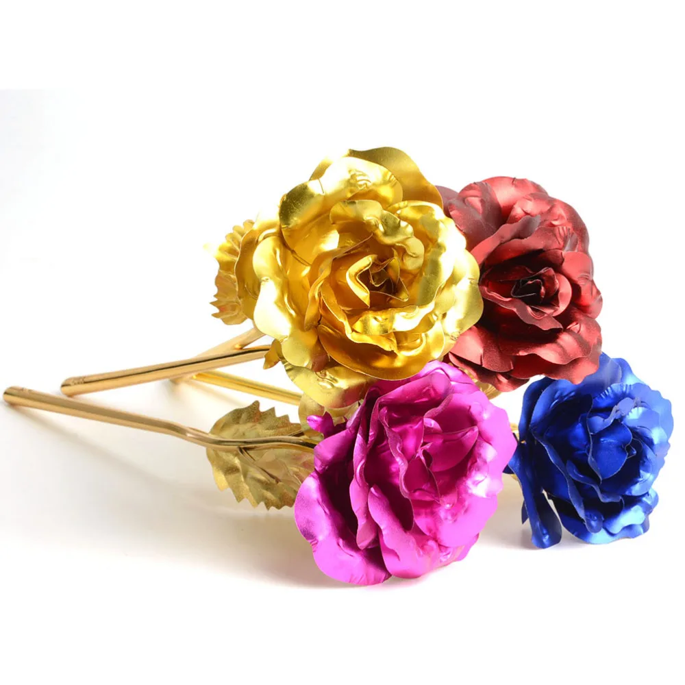5pc/lot 24k Gold Foil Plated Rose Artificielle Wedding Party Propose