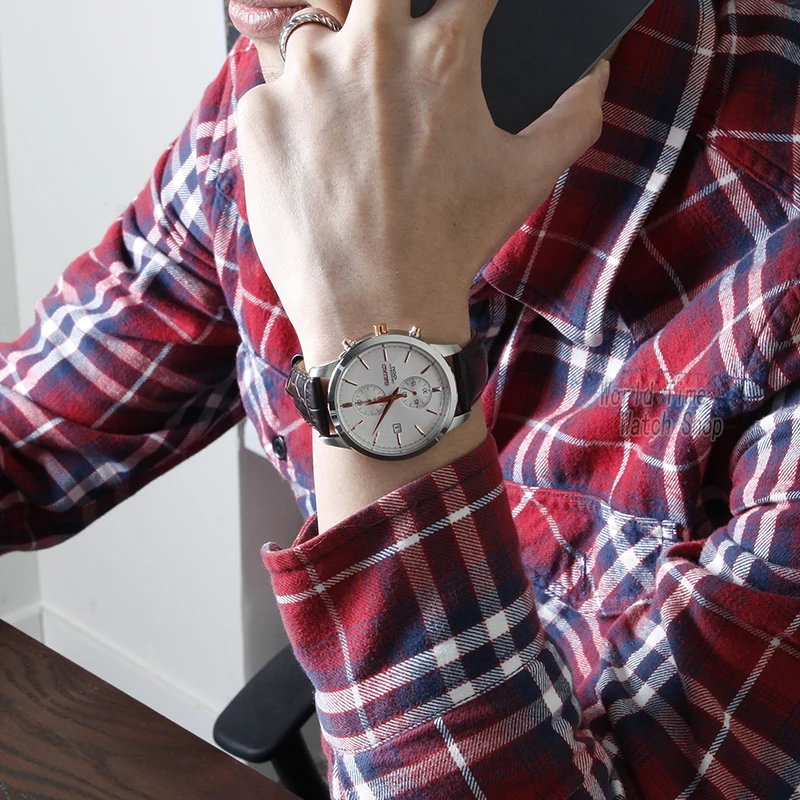 Seiko часы мужские Топ люксовый бренд спортивные наручные часы солнечные часы кварцевые часы наручные мужские Хронограф Relogio Masculino SNN