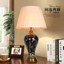 Винтажная китайская спальня гостиная Свадебная настольная лампа Цзиндэчжэнь фарфоровая Керамическая Настольная лампа Искусство свет настольная лампа