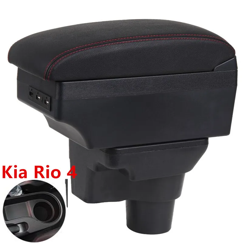 

For Russia KIA K2 Rio 3 Armrest Box Car Storage USB Organizer Leather Auto Cup Holder Accessories