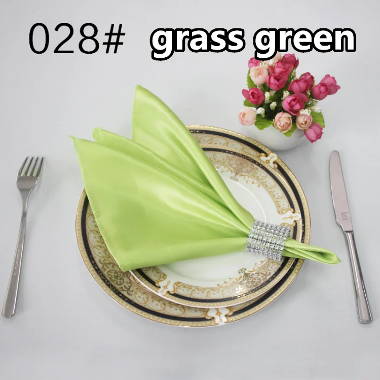 Dearest 50 шт. 19*19 дюймов квадратный Атлас салфетки сплошной платок для Свадебная вечеринка Ресторан отеля декоры таблицы - Цвет: grass green