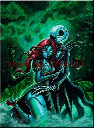 

3D Diamond Painting Cross Stitch Skull Lover Rhinestone Crystal Needlework Diamond Embroidery Full Diamond Decorative