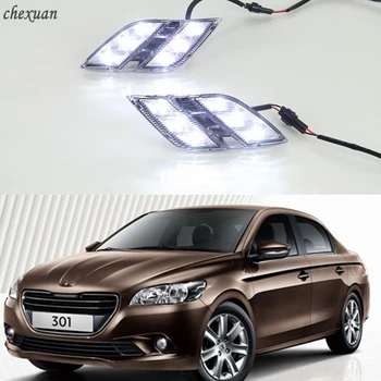 

CSCSNL 1 set 12v ABS DRL Daytime Running Lights Fog Lamp Cover Headlamp Car-Styling White LED For Peugeot 301 2014 2015 LED