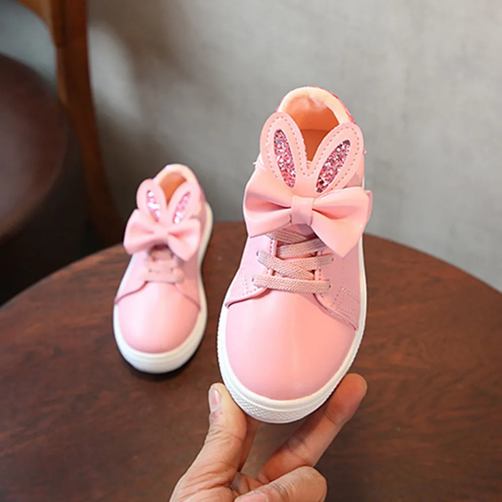 

Girls'Lovely Sports Shoes Low-Up Rabbit Ear Sequined Sports Shoes New Type 2019 Soft Sole Sneakers Zapato #YL25