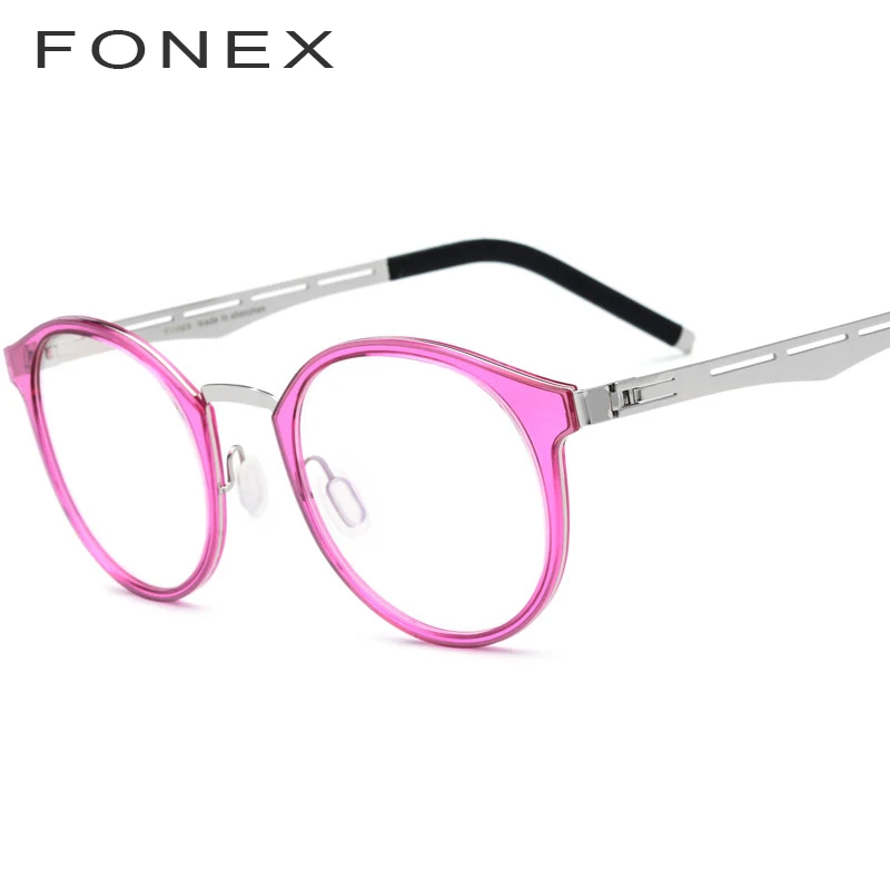 TR90, оправа для очков, для женщин, Круглый, по рецепту, близорукость, оптическая оправа для очков, для мужчин, Ретро стиль, очки без винтов, 517 - Цвет оправы: Розовый