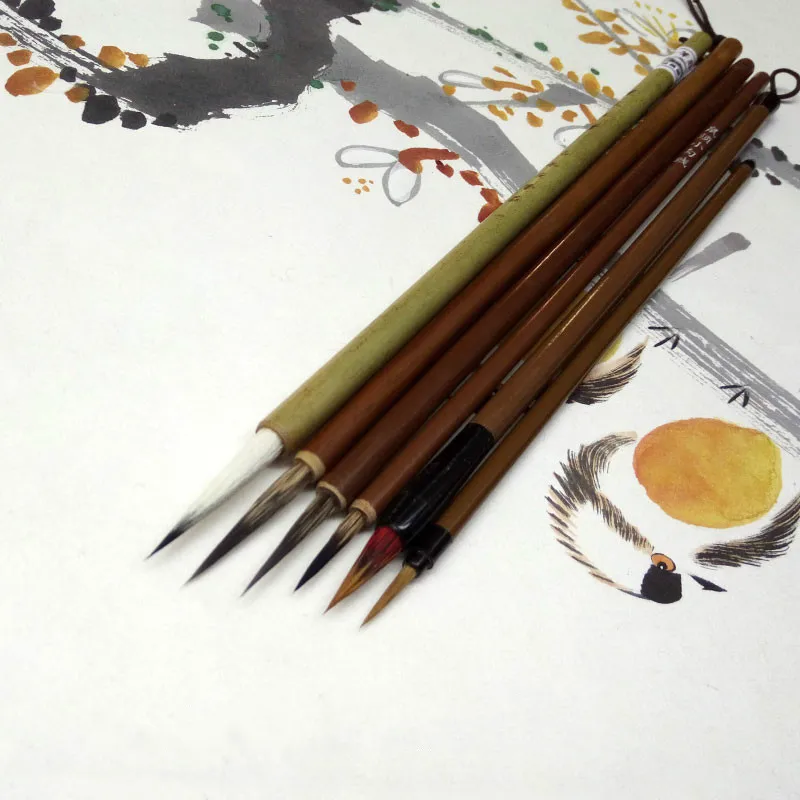 Purple Rabbit Hair Chinese Painting Brushes Pen Set Mouse Whisker Meticulous Painting Brush Chinese Calligraphy Brushes Pen