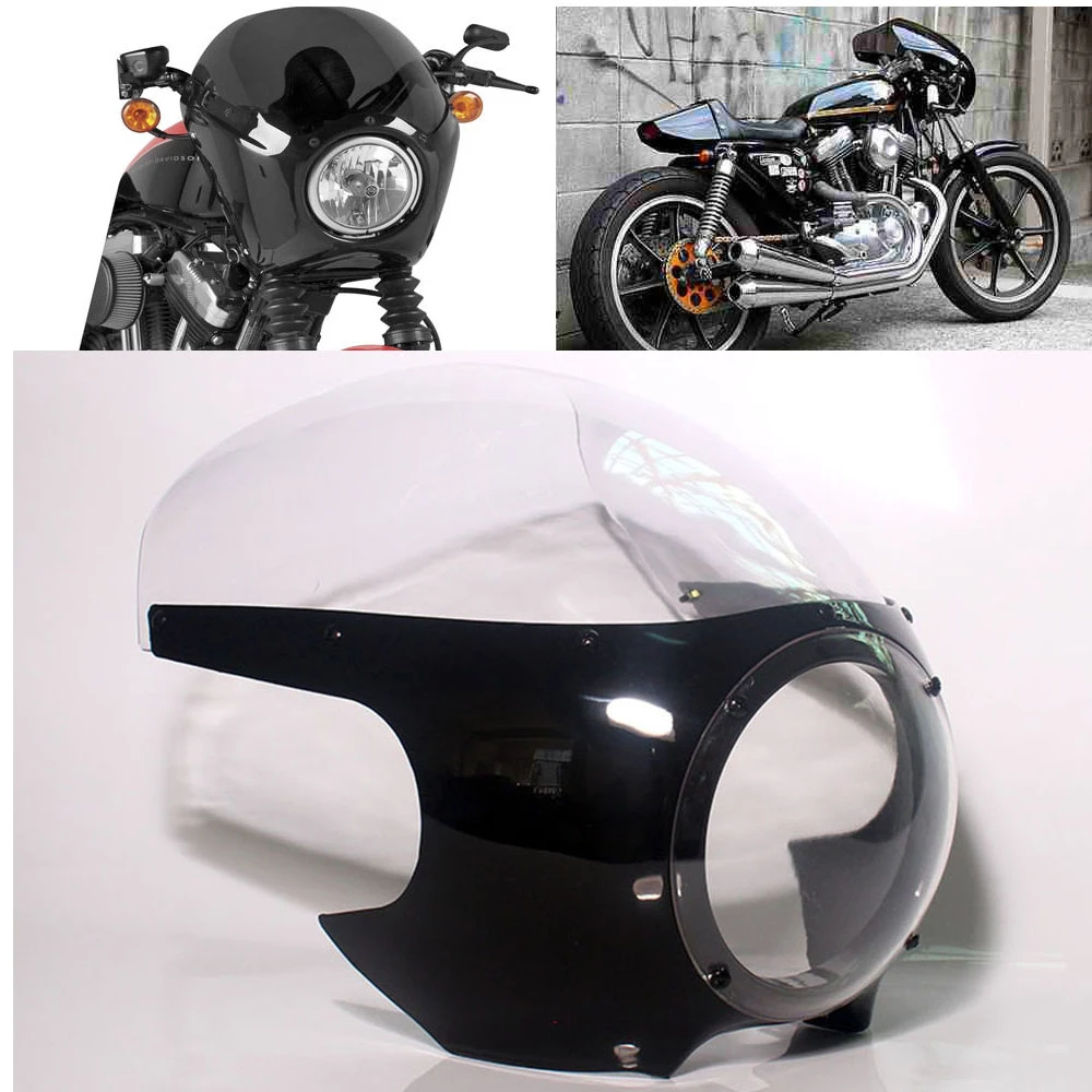 Motorcycle 5 Front Cafe Racer Headlight Drag Racing Windshield For Custom Sportster Dyna|Full Fairing Kits| - AliExpress