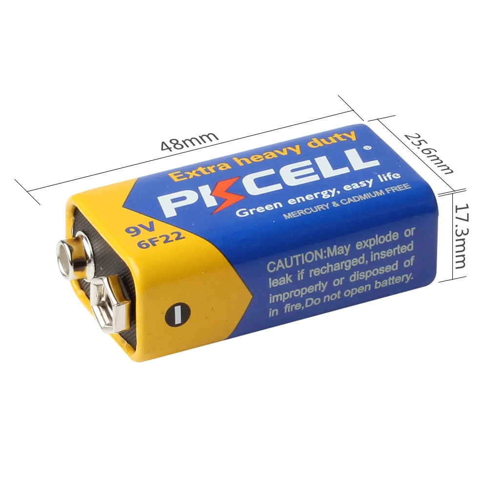 2 шт./лот Pkcell сверхповышенной мощности 9V 6F22 сухая батарея для марганцево Цинковый