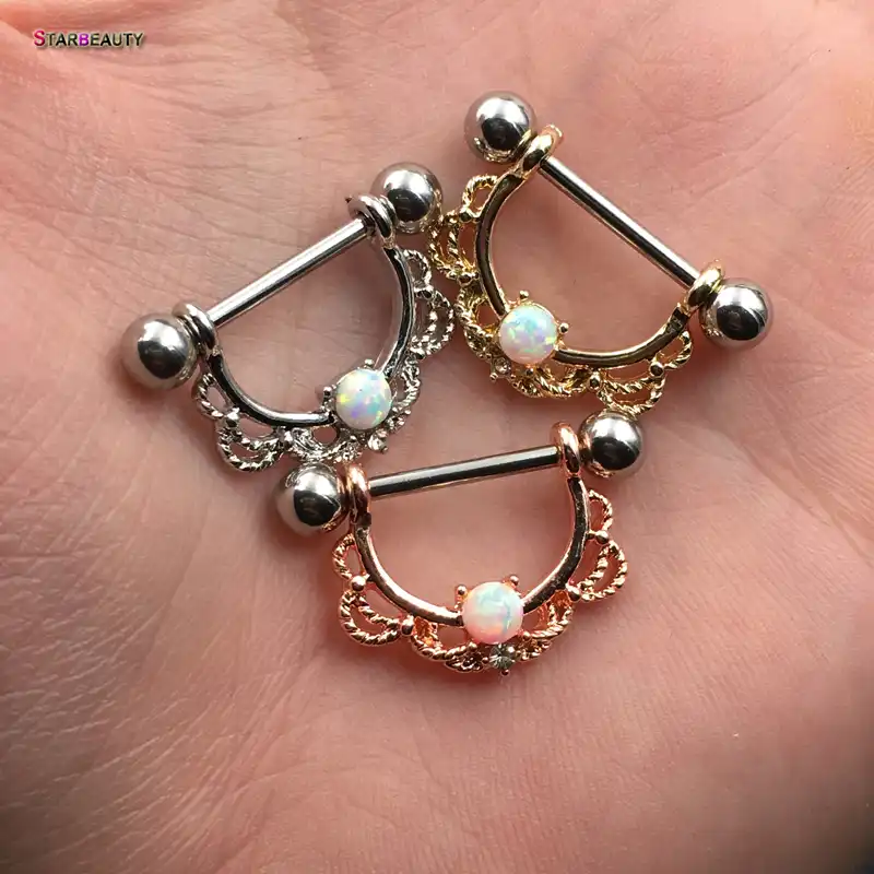 nipple Shield,Nipple Ring,Nipple Piercing 14g Opal Nipple Ring Nipple Barbell Ring,