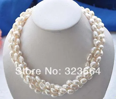 4row 20&quot 9-11mm WHITE BAROQUE FRESHWATER PEARL NECKLACE | Украшения и аксессуары