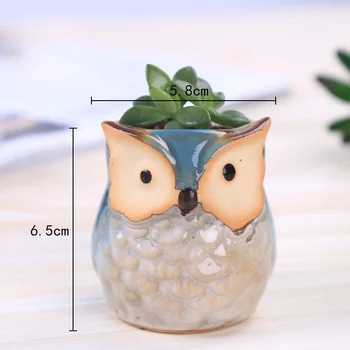 

6Pcs/Set Ceramic Owl Pot Succulent Plant Cactus Flower Pot Container Planter Bonsai Pots Flowerpot Desktop Craft Home Decoration