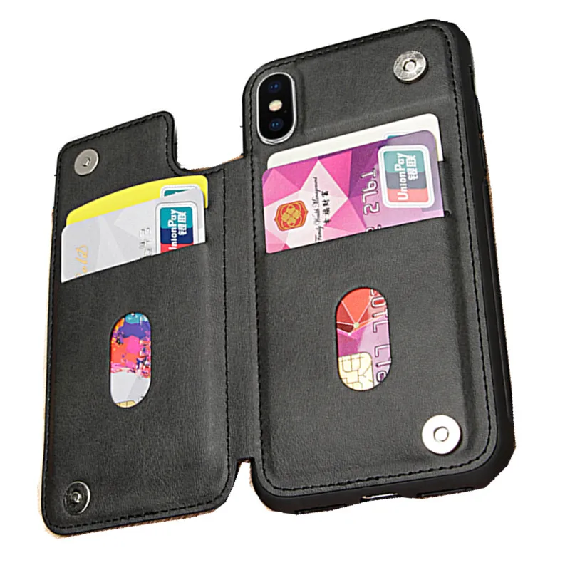Для iPhone XS MAX XR X 7 8 Plus кожаный чехол задняя крышка для слот карт держатель телефона