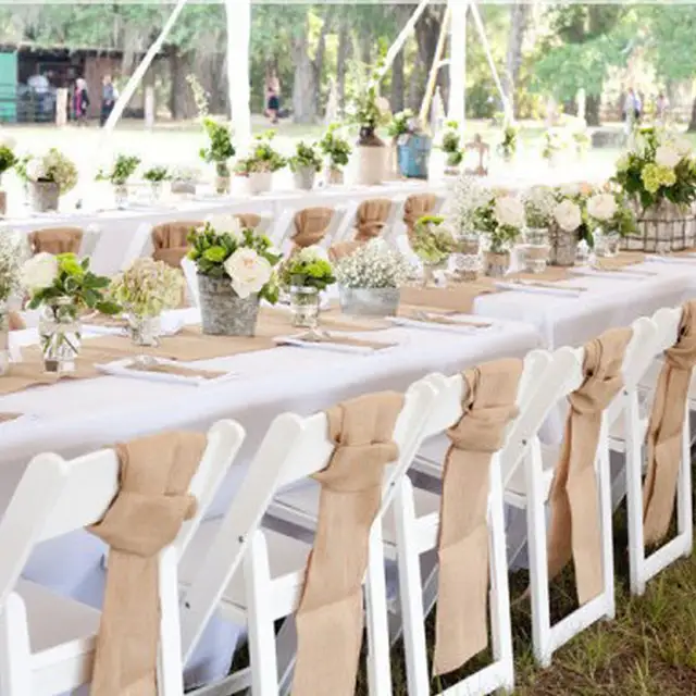 Online Shop 10m Burlap Lace Hessian Diy Table Runner Cover Chair