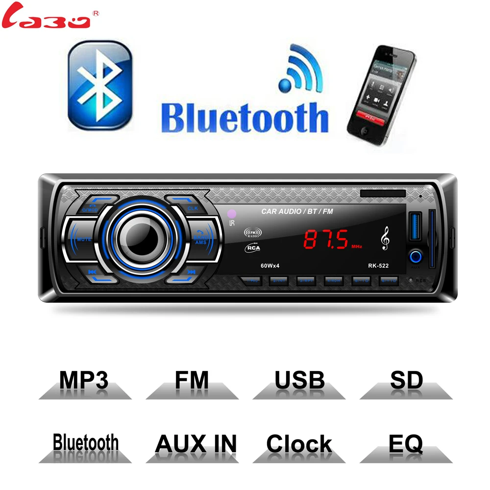 

RK522 Car Radio MP3 Player Built-in 2 speaker support USB SD AUX Bluetooth FM Radio Receiver 1din 12V auto Audio Player