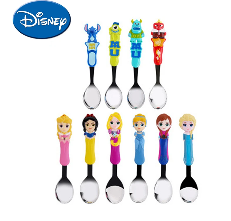 

Disney Kids Utensils Feeding Spoon Cute Light Stainless Steel Spoon Elsa Stitch Snow White Cartoon
