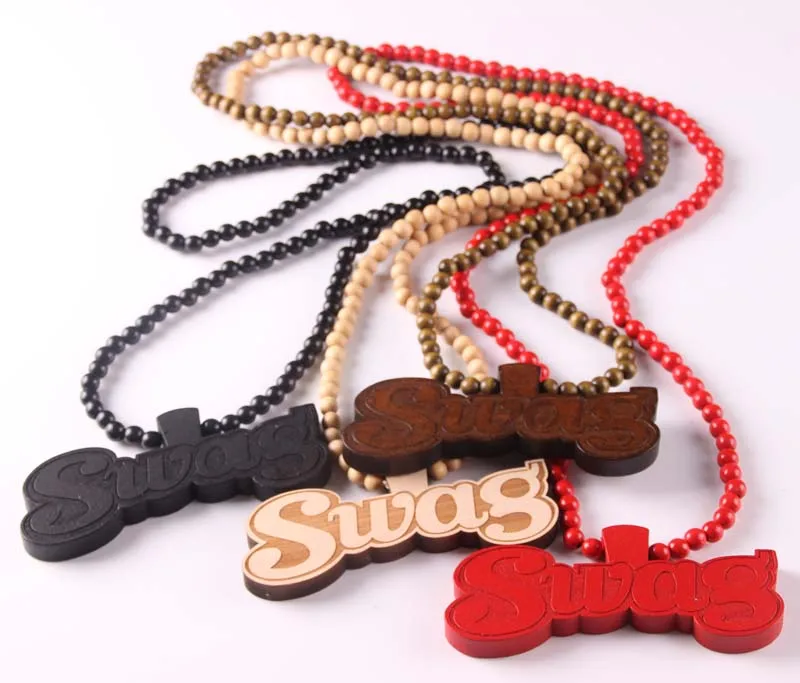 

Fashion Necklace for Women Colares Bijuterias Hip Hop Wood Swag Pendant Necklace Brand Long Chain Letter Necklace Women Jewelry
