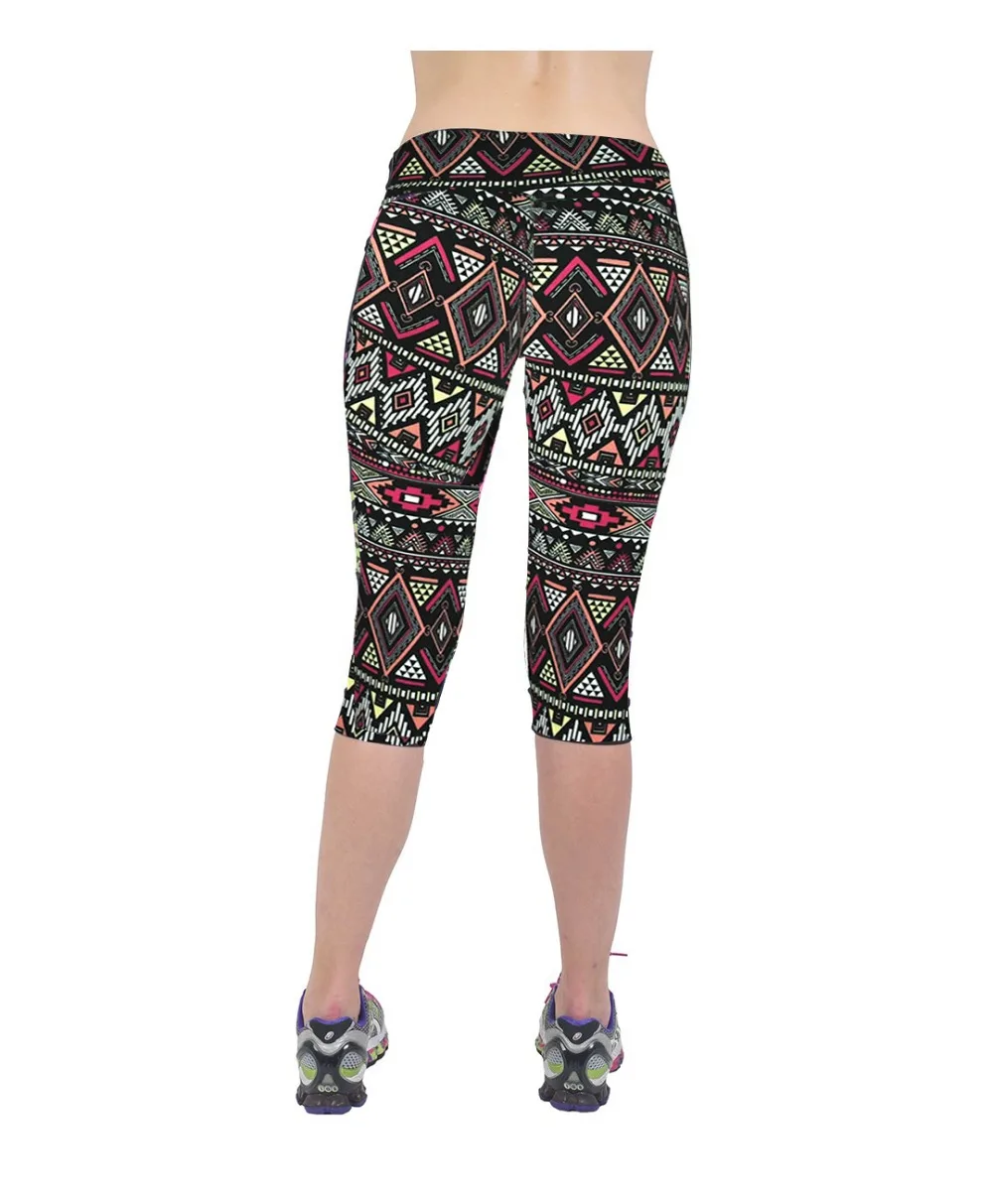

Hot Sale New Plus Size Women's Fashion High Waist Printed Floral Capris Workout Fitness Leggings High Elastic Mid Calf Pants #34