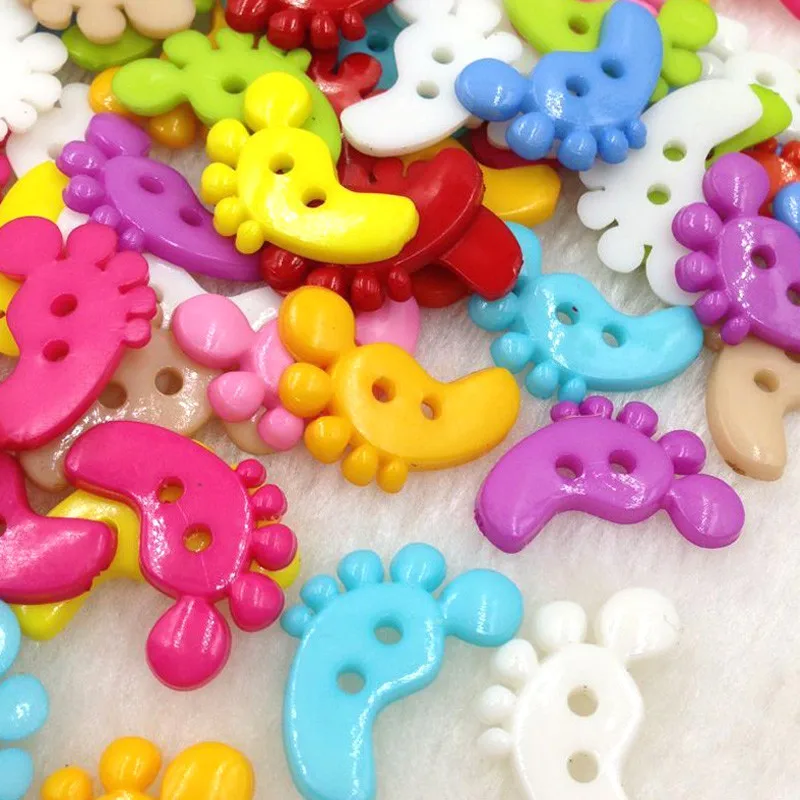 

10/50/100pcs Mix Foot Plastic Buttons 22mm Sewing Craft 2 Holes PT113