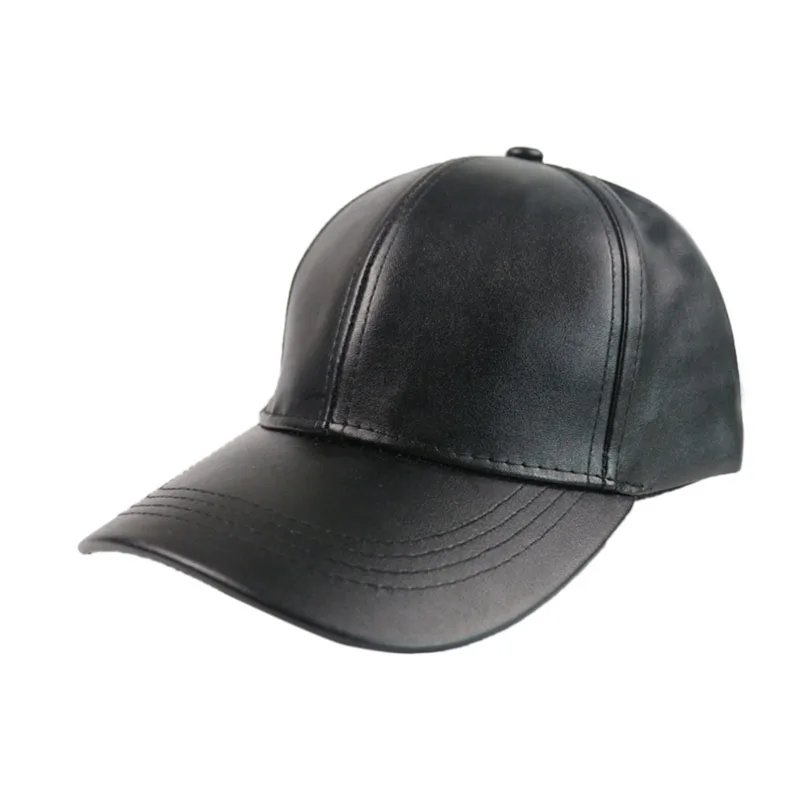 red leather baseball cap