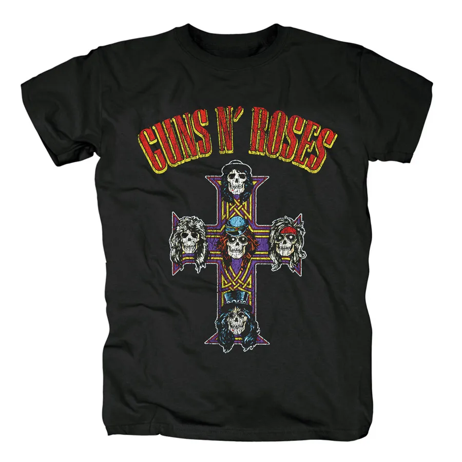 27 designs Streetwear Vintage Guns N' Roses GNR Rock Band Brand shirt 3D skull bone Cross heavy Metal Punk Cotton N | Мужская одежда