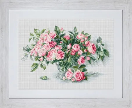 

14/16/18/27/28 Gold Collection Lovely Counted Cross Stitch Kit Bouquet of Pink Roses Rose Flower Flowers luca-s lucas 22866