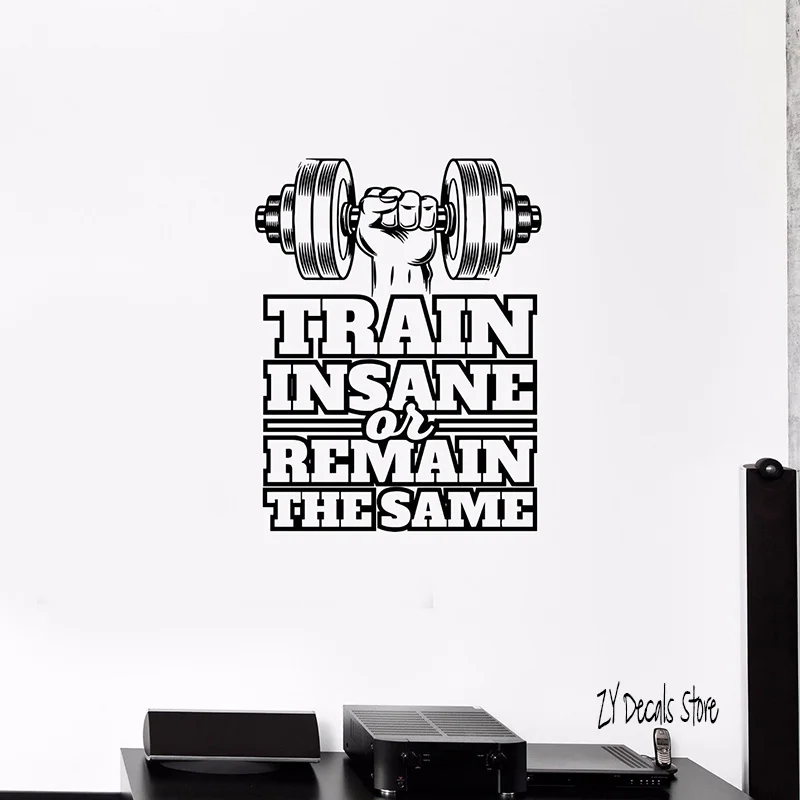 Train Insane Gym Fitness Wall Sticker Workout Motivation Quote Wall Art Decal