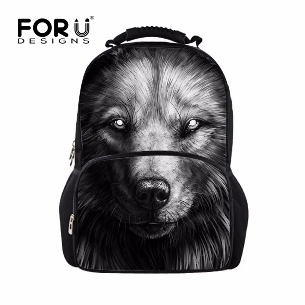 Рюкзак унисекс для мужчин и женщин FORUDESIGNS с принтом 3D животных волка рюкзак