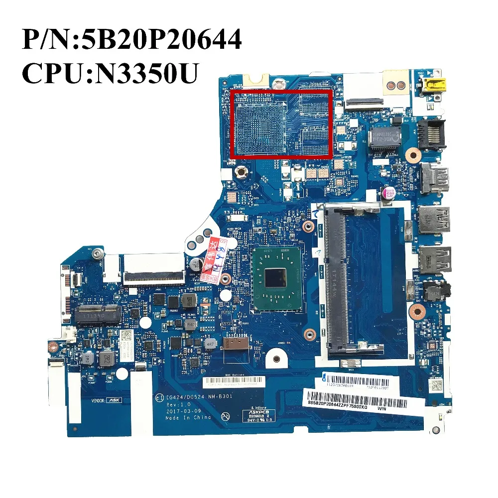 Отличная материнская плата для ноутбука lenovo 320-15IAP DDR3L 5B20P20644 W/N3350U DG424/DG524 NM-B301