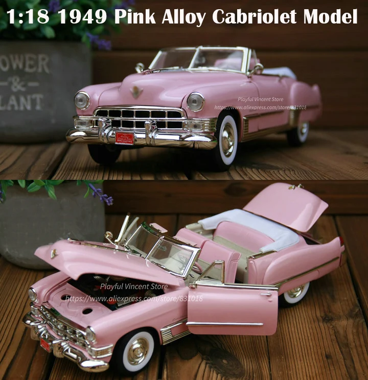 Изысканные 1:18 1949 розовый сплав Cabriolet модель дверей можно открыть коллекционную модель